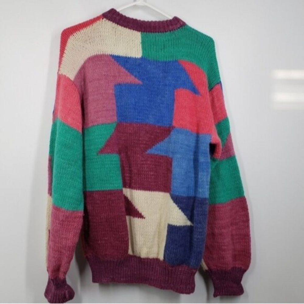 Vintage Ugly Christmas Sweater Handmade Knit Chunky Multi Color